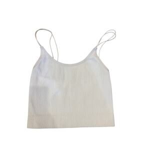 Sun-deh ribbed cropped tank top with double thin strap womens XSmall White